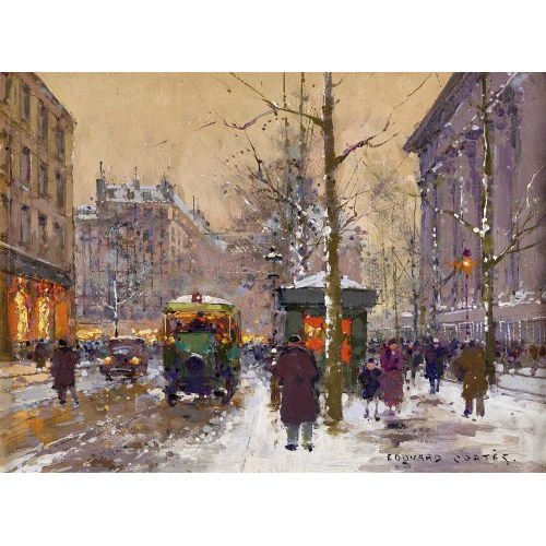 DOUARD LON CORTS : 'La Place de la Madeleine, effet de neige' (Dobiaschofsky Auktionen AG)