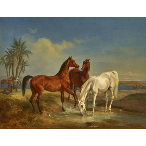 ALBRECHT ADAM : Kstenlandschaft mit Pferden und Palmen (Dobiaschofsky Auktionen AG)
