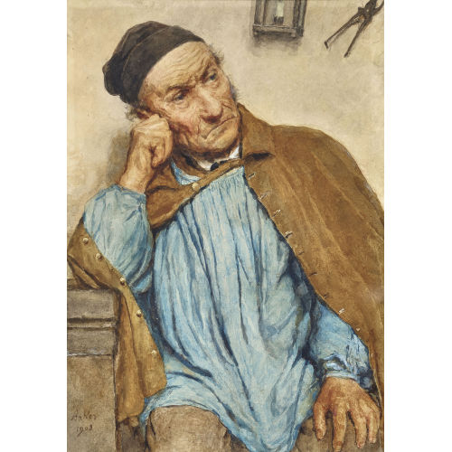ALBERT ANKER : Nachdenklicher alter Mann (Dobiaschofsky Auktionen AG)