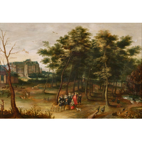 JAN I BRUEGHEL : Erzherzog Albrecht und Isabella im Park des Brsseler Schlosses (Dobiaschofsky Auktionen AG)