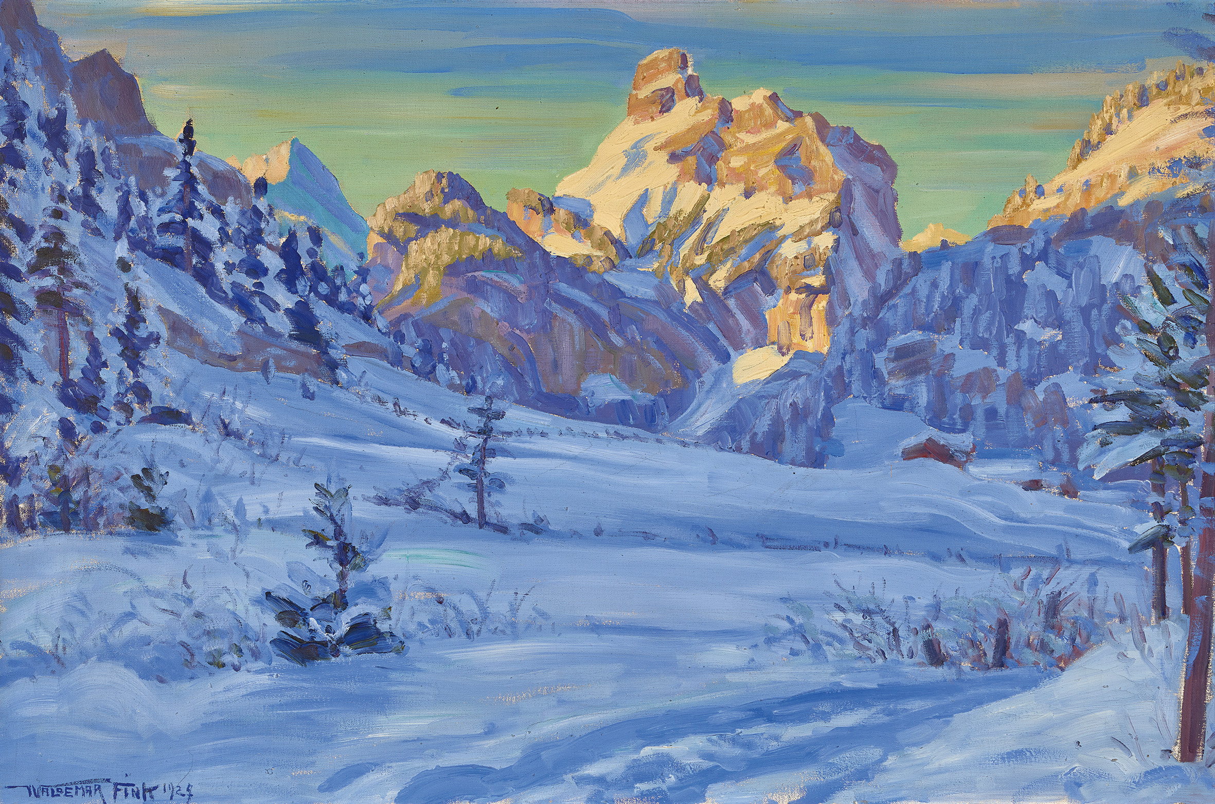 WALDEMAR THEOPHIL FINK Morgensonne Am Gellhorn Kandersteg waldemar-theophil-fink-morgensonne-am-gellhorn-kandersteg