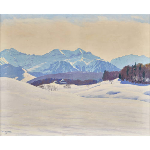 PLINIO COLOMBI : Winterlandschaft im Berner Oberland (Dobiaschofsky Auktionen AG)