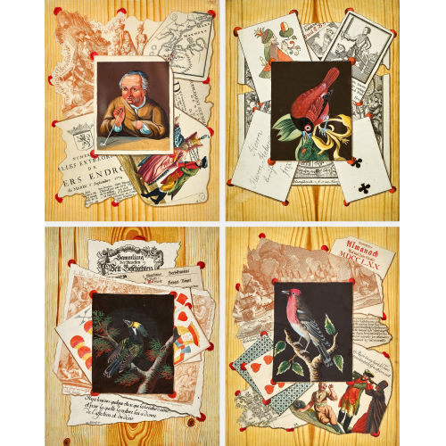 CHRISTIAN GOTTLOB WINTERSCHMIDT : Vier Quodlibets mit Zeichnungen, Grafiken, Spielkarten Almanachblttern, Vogeldarstellungen und Bildnis (Dobiaschofsky Auktionen AG)