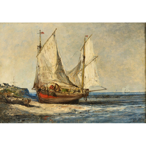 JULES ACHILLE NOL : Segelboot an bretonischem Strand (Dobiaschofsky Auktionen AG)